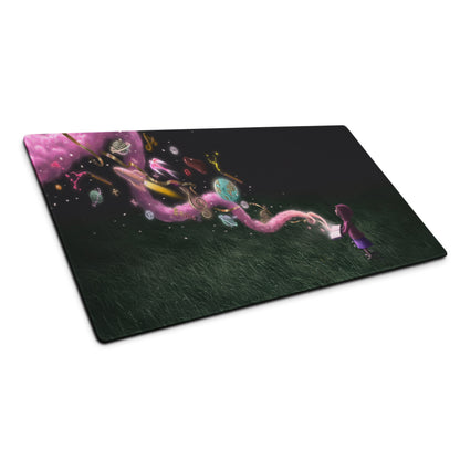 Contemporary Space Themed Mouse Pad Black With Multicolor Nebula Artwork For Desktop Decor