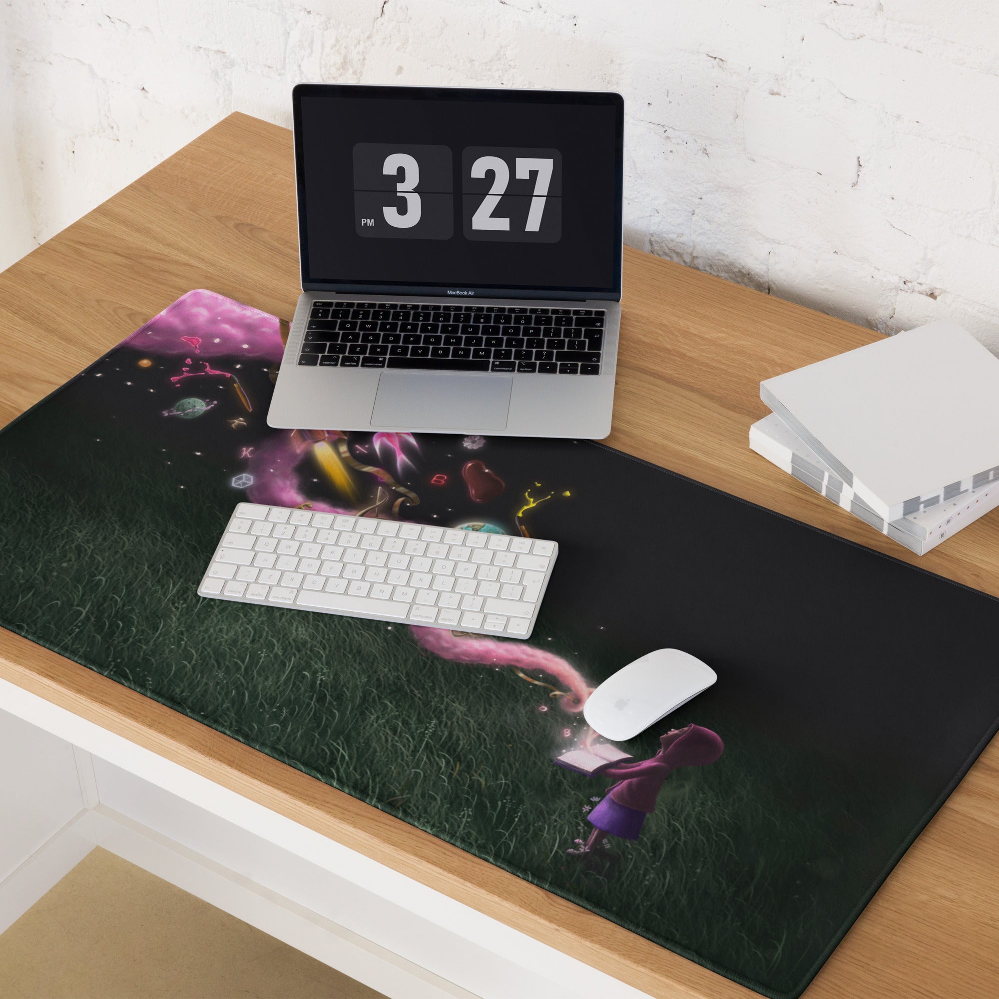 Contemporary Space Themed Mouse Pad Black With Multicolor Nebula Artwork For Desktop Decor