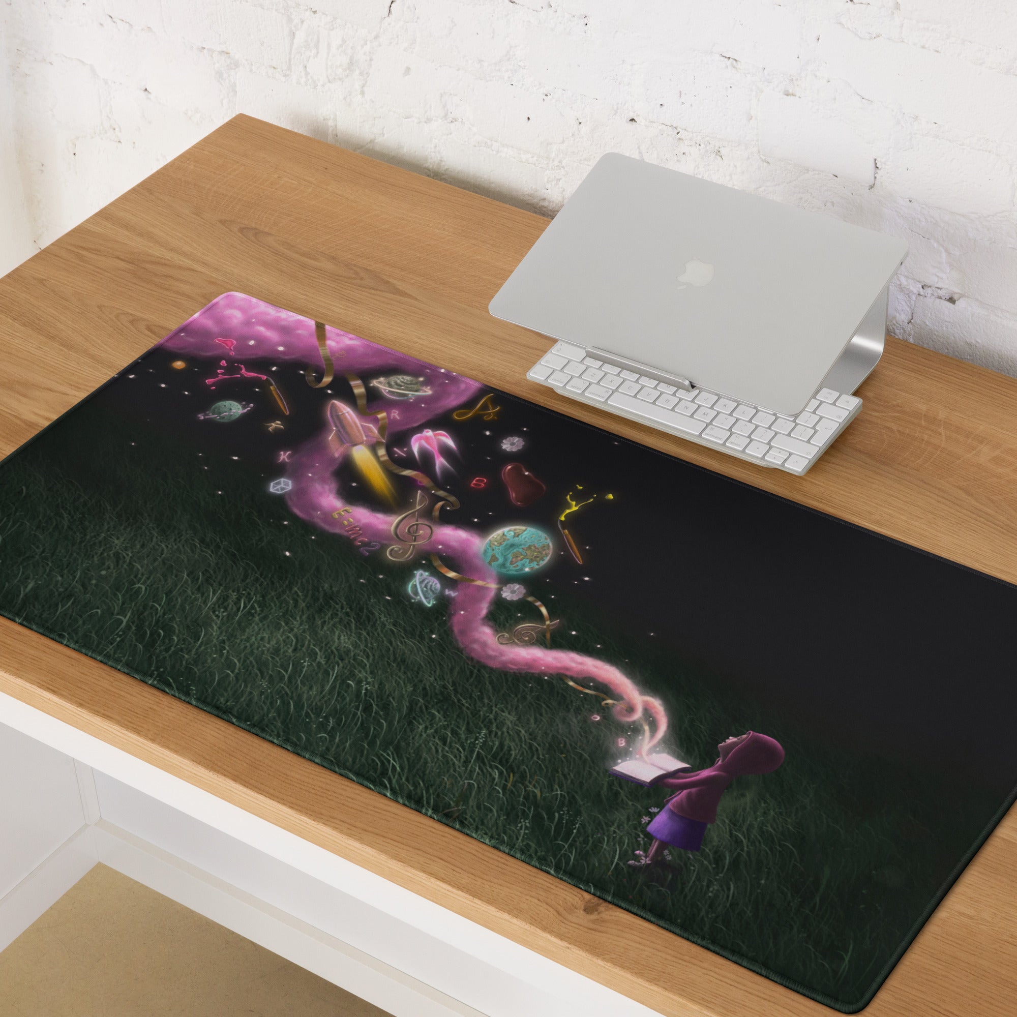 Contemporary Space Themed Mouse Pad Black With Multicolor Nebula Artwork For Desktop Decor