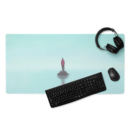 Teal Ocean Gradient Mouse Pad For Modern Home Office Desk Contemporary Minimalist Digital Art