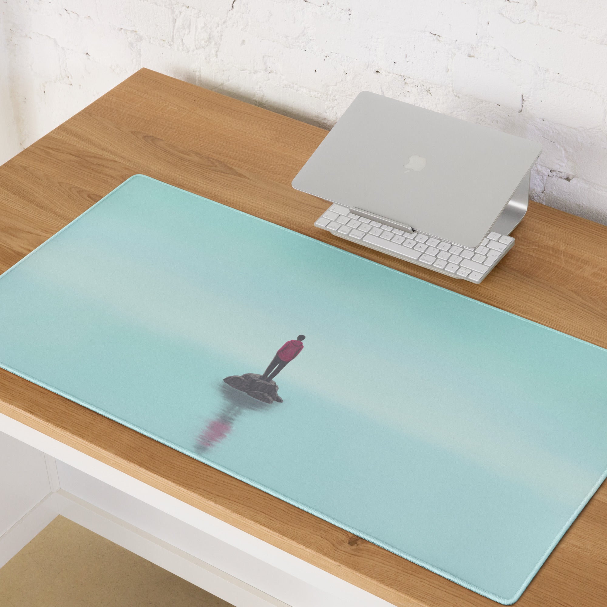 Teal Ocean Gradient Mouse Pad For Modern Home Office Desk Contemporary Minimalist Digital Art