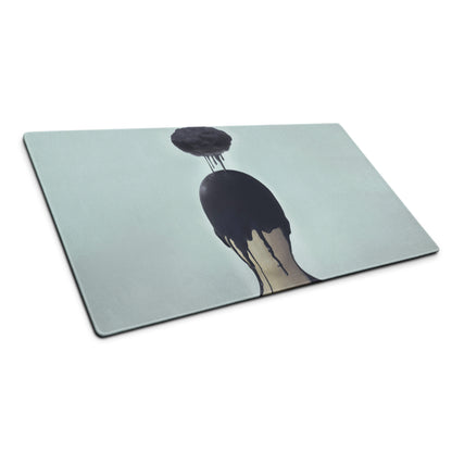 Black Drip Silhouette Drip Art Mouse Pad on Ice Blue Background Contemporary Desk Decor for Gaming
