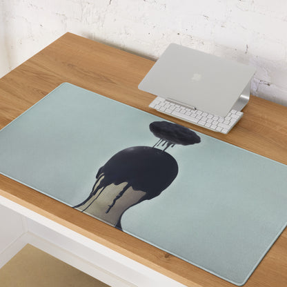 Black Drip Silhouette Drip Art Mouse Pad on Ice Blue Background Contemporary Desk Decor for Gaming