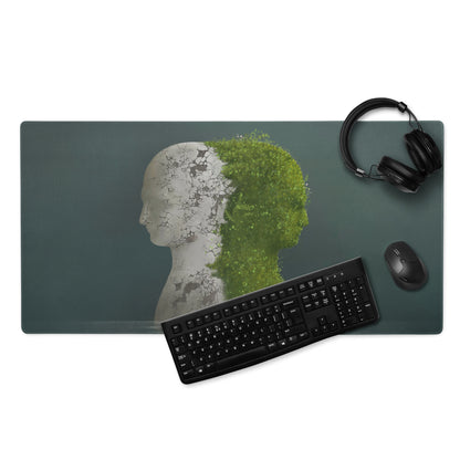 Mouse Pad Green Plant Bust Art For Desk Modern Contemporary Office Decor 36x18 Inches