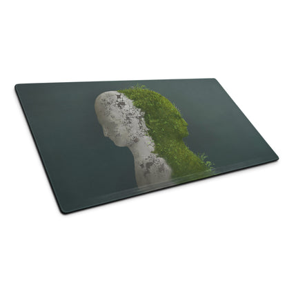 Mouse Pad Green Plant Bust Art For Desk Modern Contemporary Office Decor 36x18 Inches