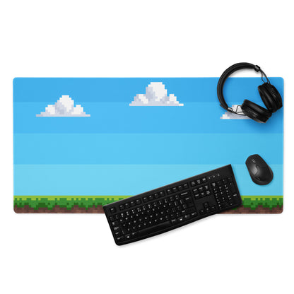 Blue Pixel Art Gaming Mouse Pad Large Non Slip Desk Mat For Gaming Setup 8 Bit Cloud Sky
