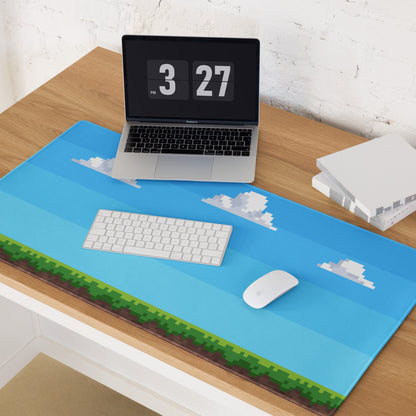 Blue Pixel Art Gaming Mouse Pad Large Non Slip Desk Mat For Gaming Setup 8 Bit Cloud Sky