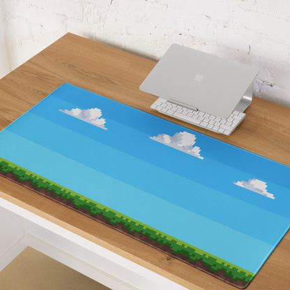 Blue Pixel Art Gaming Mouse Pad Large Non Slip Desk Mat For Gaming Setup 8 Bit Cloud Sky