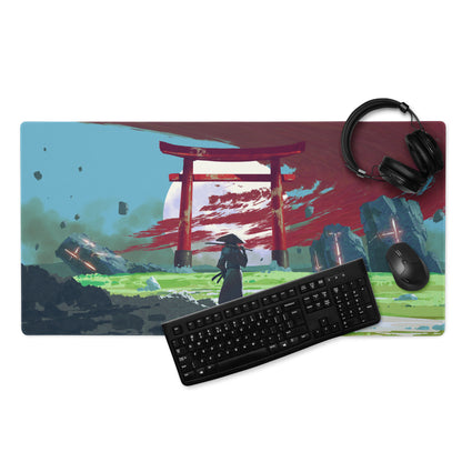 Gaming Mouse Pad Blue And Red For Gaming Desk Modern Art Style Dramatic Cinematic Gamer Room Decor Digital Painting