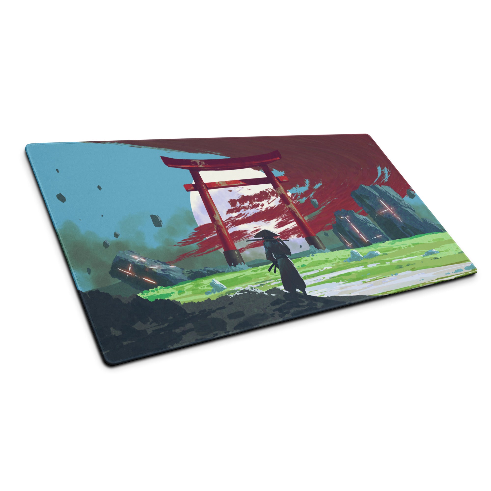 Gaming Mouse Pad Blue And Red For Gaming Desk Modern Art Style Dramatic Cinematic Gamer Room Decor Digital Painting