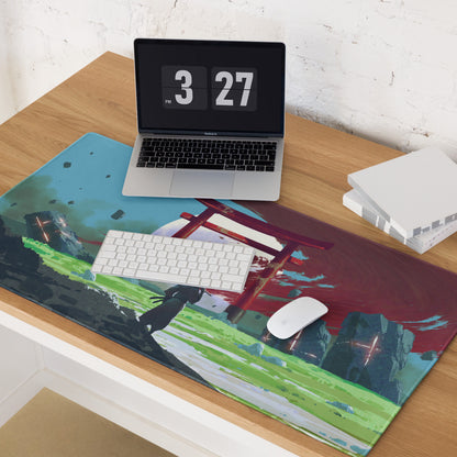 Gaming Mouse Pad Blue And Red For Gaming Desk Modern Art Style Dramatic Cinematic Gamer Room Decor Digital Painting