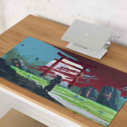 Gaming Mouse Pad Blue And Red For Gaming Desk Modern Art Style Dramatic Cinematic Gamer Room Decor Digital Painting