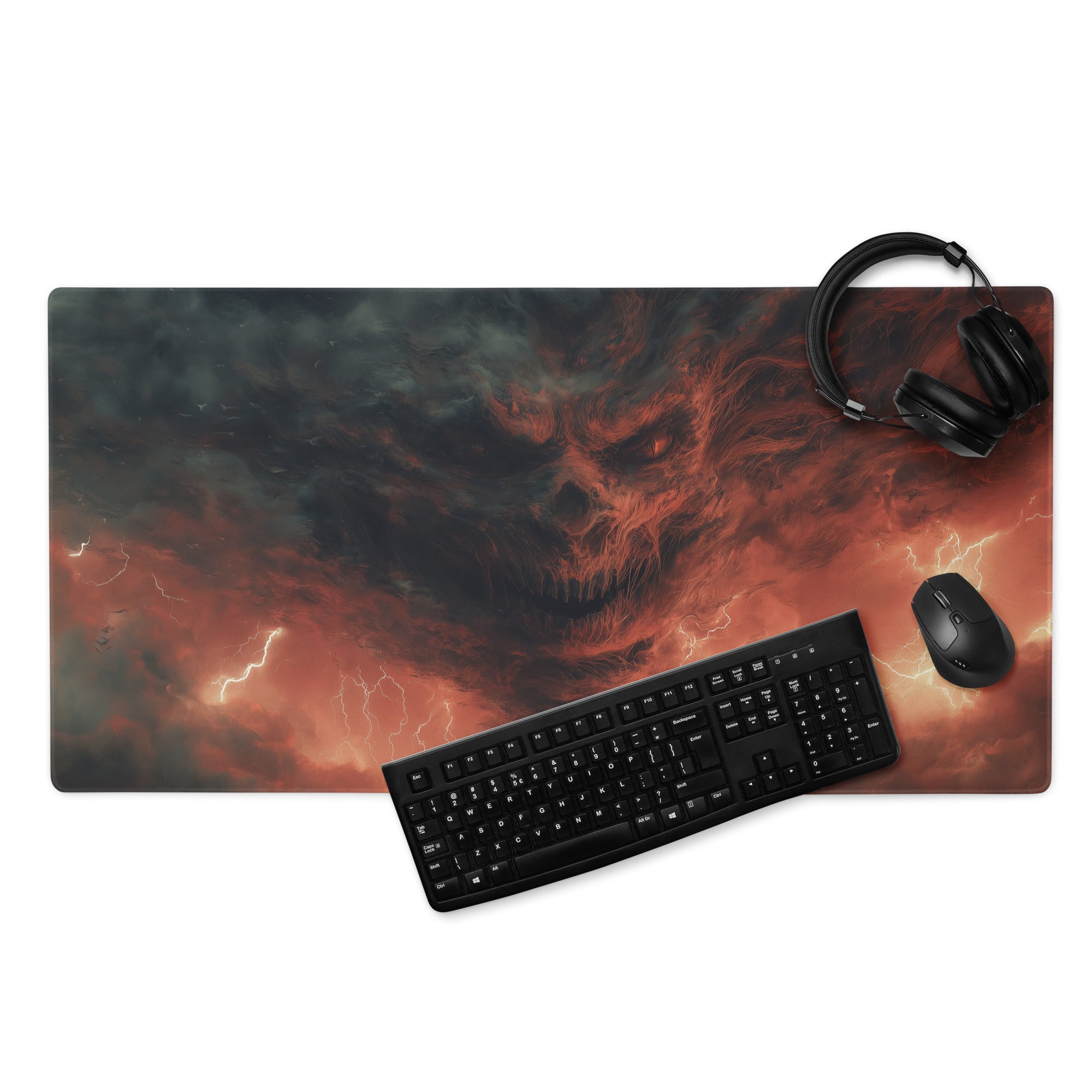 Gaming Mouse Pad Dark Red Black Storm Theme For Gaming Desk Large Size Non Slip Edge Stitching Esports