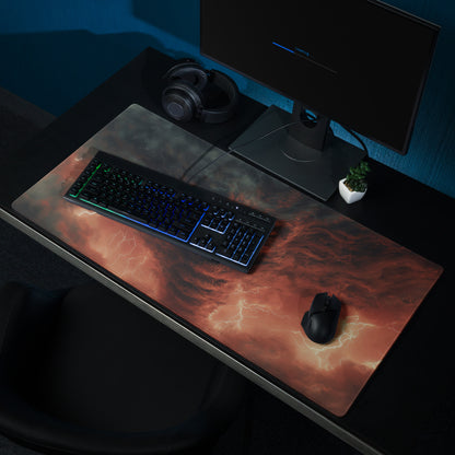 Gaming Mouse Pad Dark Red Black Storm Theme For Gaming Desk Large Size Non Slip Edge Stitching Esports
