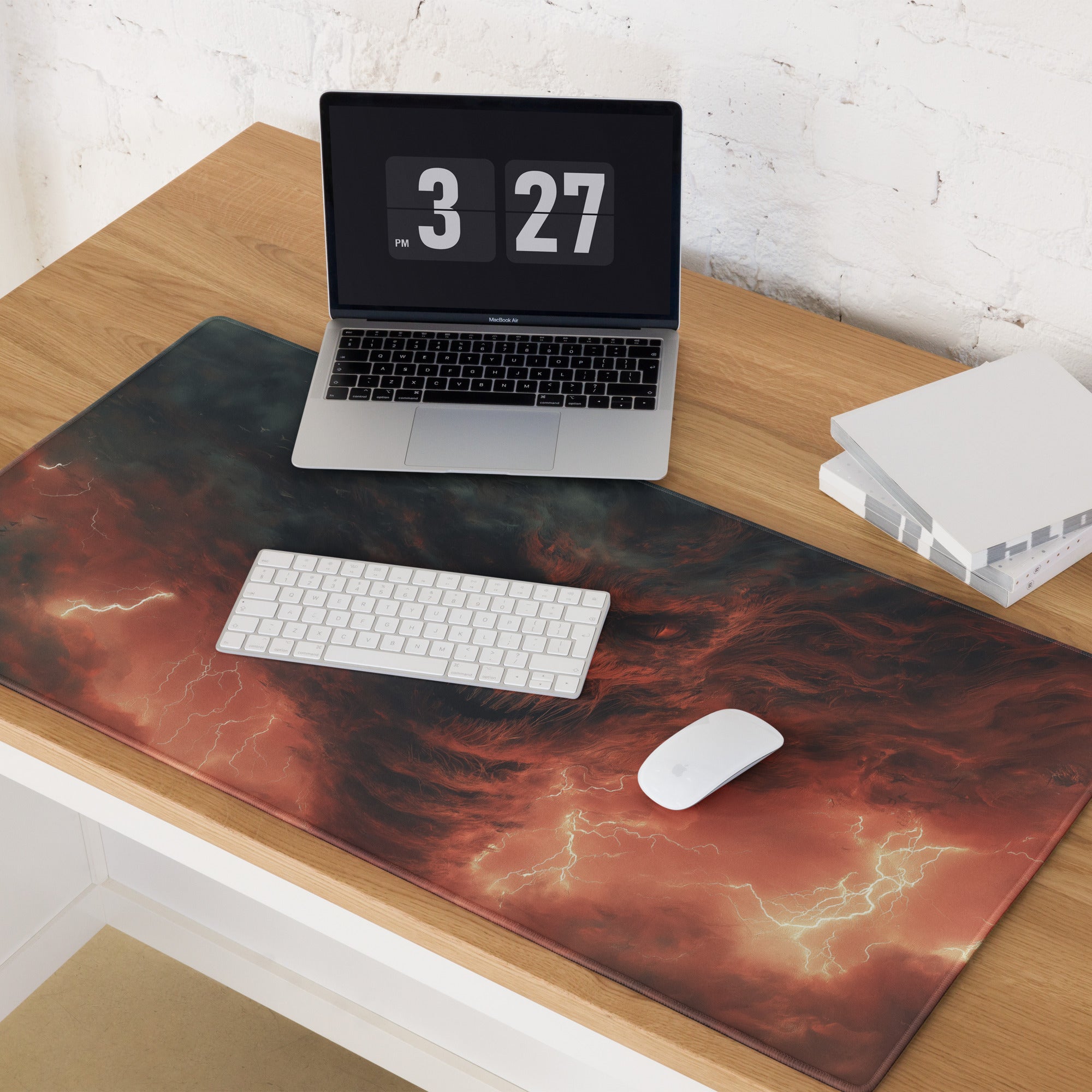 Gaming Mouse Pad Dark Red Black Storm Theme For Gaming Desk Large Size Non Slip Edge Stitching Esports