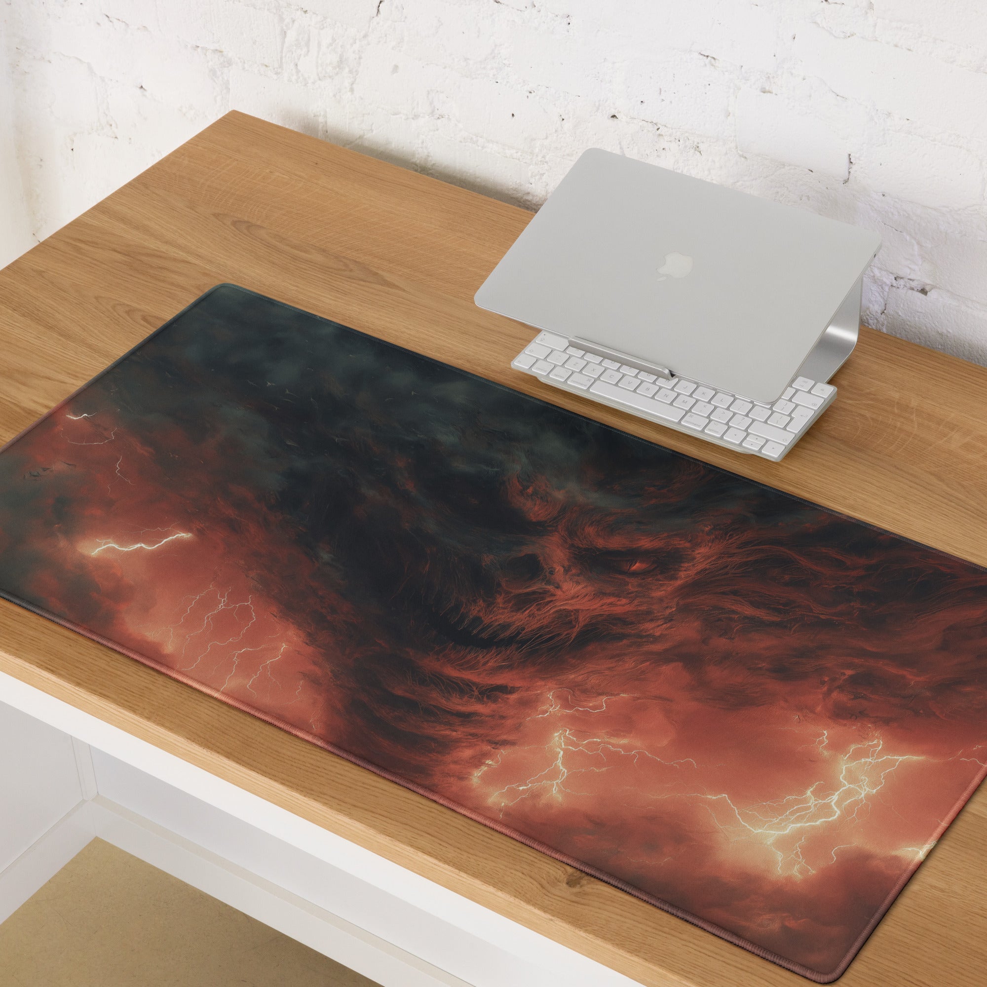 Gaming Mouse Pad Dark Red Black Storm Theme For Gaming Desk Large Size Non Slip Edge Stitching Esports