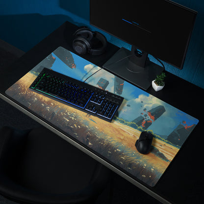 Blue And Orange Landscape Gaming Mouse Pad Large Non Slip Surface With Edge Stitching For Competitive PC Esports Artwork