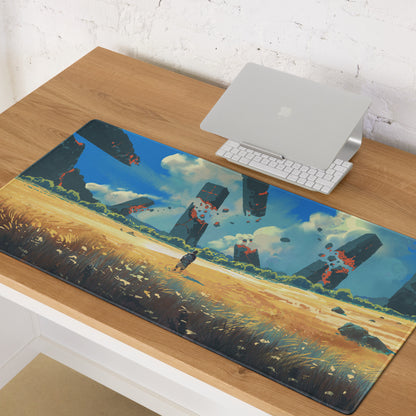 Blue And Orange Landscape Gaming Mouse Pad Large Non Slip Surface With Edge Stitching For Competitive PC Esports Artwork