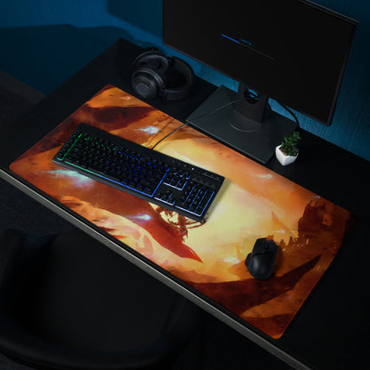 Gaming Mouse Pad Orange Red Black Large Desk Setup Fiery Cinematic Illustration For Gamer Dota CS Go Pro Gamers