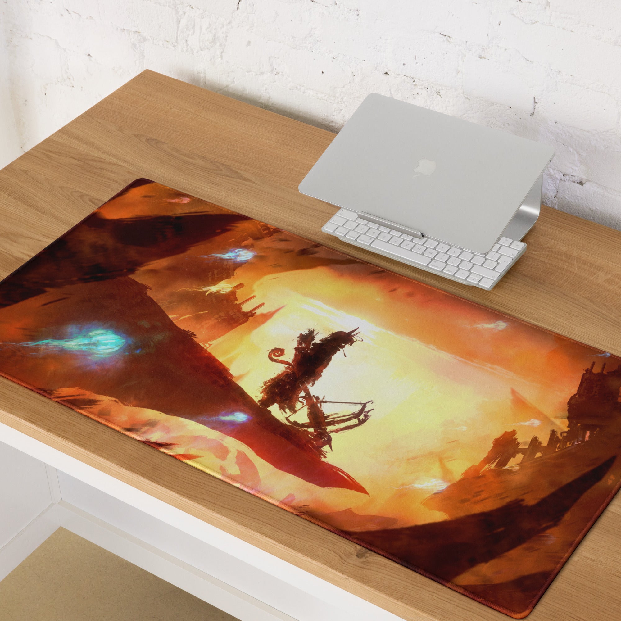 Gaming Mouse Pad Orange Red Black Large Desk Setup Fiery Cinematic Illustration For Gamer Dota CS Go Pro Gamers