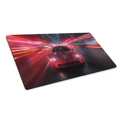 Red And Blue Neon Racing Car Gaming Mouse Pad For Desk Setup Large Non Slip Edge Stitch