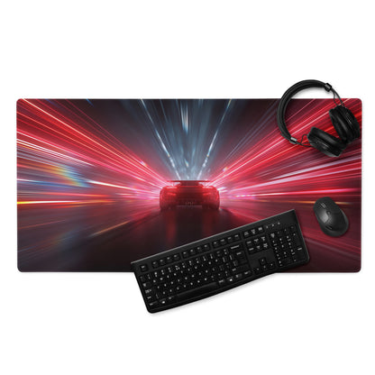Red And Blue Neon Cyberpunk Gaming Mouse Pad For Desk Setup Esports Digital Art Premium