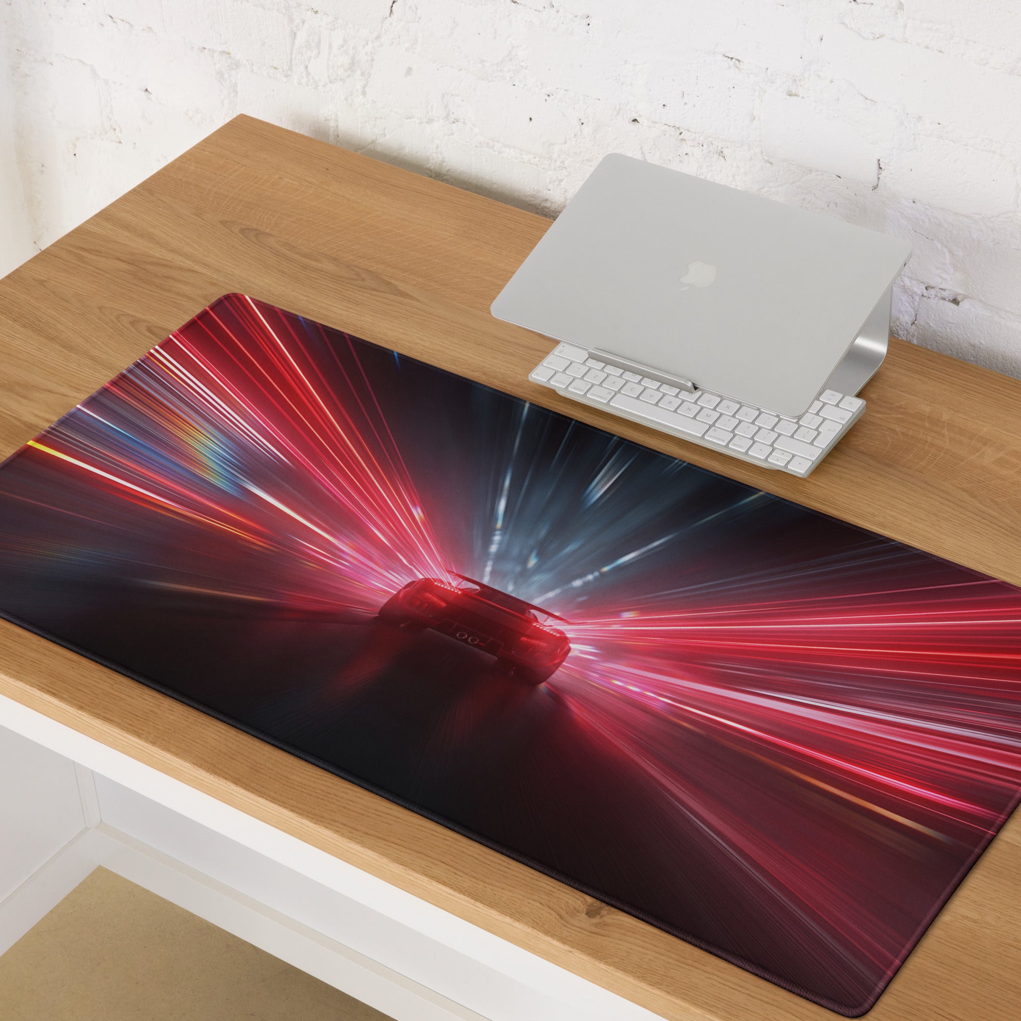 Red And Blue Neon Cyberpunk Gaming Mouse Pad For Desk Setup Esports Digital Art Premium