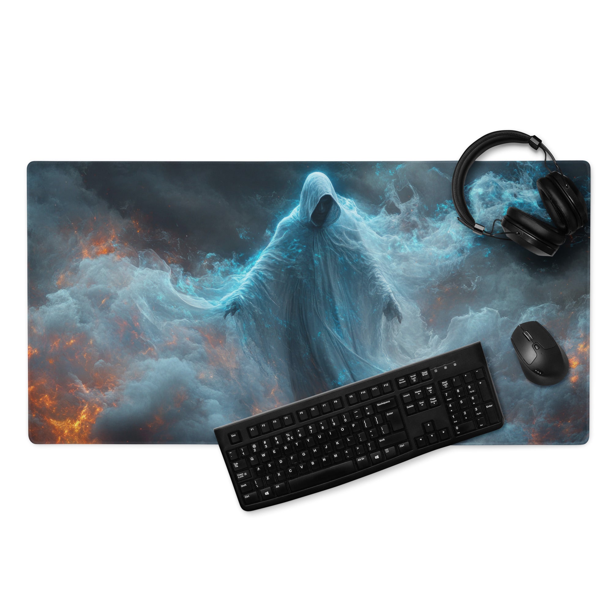 Gaming Mouse Pad Large Blue Orange Firestorm Theme For Gaming Setup Dark Fantasy Digital Art