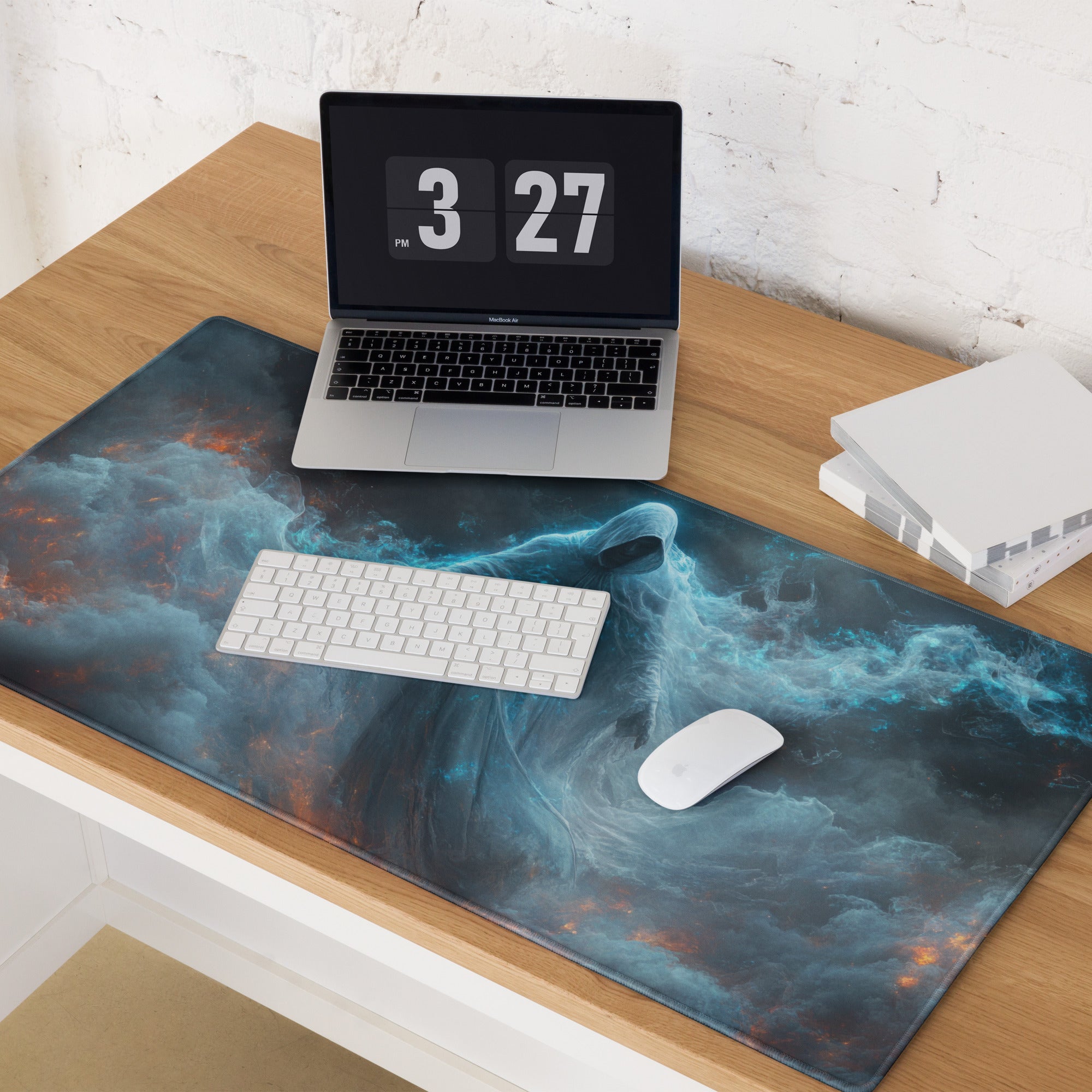 Gaming Mouse Pad Large Blue Orange Firestorm Theme For Gaming Setup Dark Fantasy Digital Art