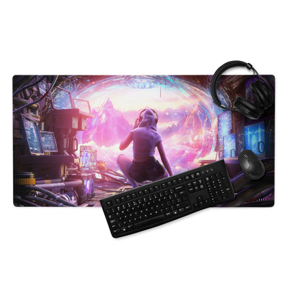 Gaming Mouse Pad Purple Pink Blue For Desk Setup Cyberpunk Style Neon Mood Esports Ready Digital Art