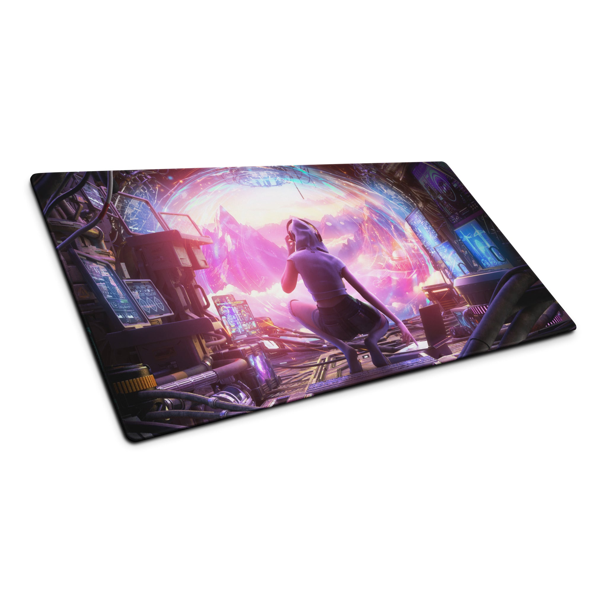 Gaming Mouse Pad Purple Pink Blue For Desk Setup Cyberpunk Style Neon Mood Esports Ready Digital Art