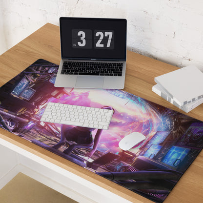 Gaming Mouse Pad Purple Pink Blue For Desk Setup Cyberpunk Style Neon Mood Esports Ready Digital Art