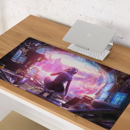 Gaming Mouse Pad Purple Pink Blue For Desk Setup Cyberpunk Style Neon Mood Esports Ready Digital Art
