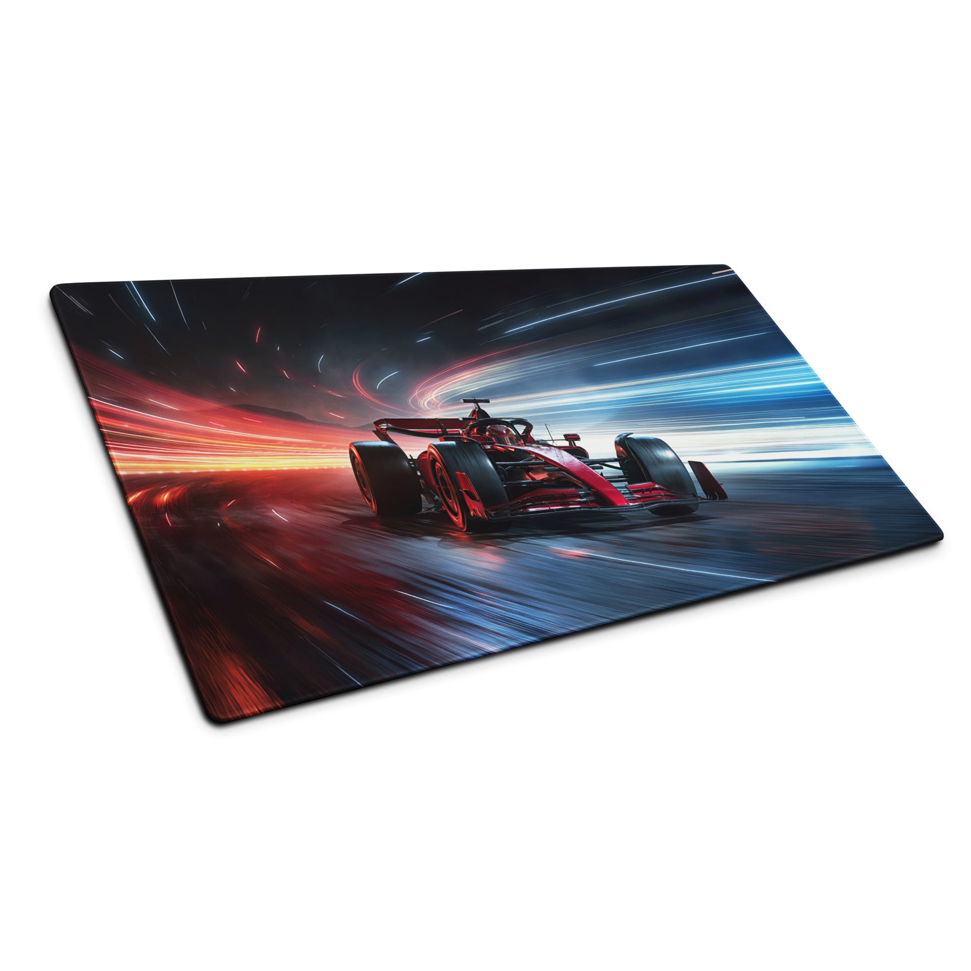 Large Racing Neon Speed Gamer Mouse Pad Red Blue For Desk Setup Modern SciFi Style Non Slip Edge Stitching Digital Art