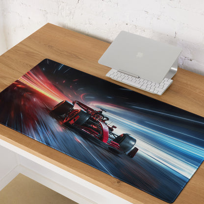 Large Racing Neon Speed Gamer Mouse Pad Red Blue For Desk Setup Modern SciFi Style Non Slip Edge Stitching Digital Art