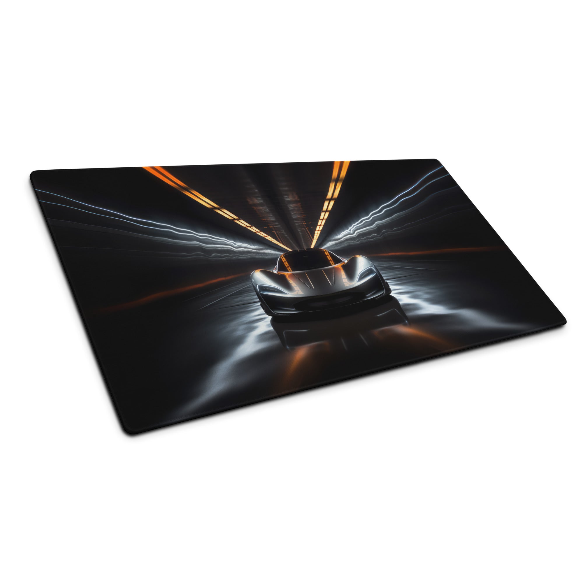 Gaming Mouse Pad Black Neon Orange Blue Car Racing Theme For Gaming Desk And Dynamic Futuristic Neon Artwork