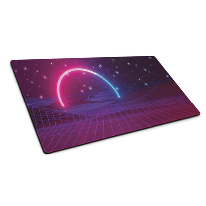 Gaming Mouse Pad Purple Pink Blue Neon Futuristic Desk Setup Immersive Neon Cyberpunk Style Digital Art
