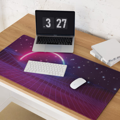 Gaming Mouse Pad Purple Pink Blue Neon Futuristic Desk Setup Immersive Neon Cyberpunk Style Digital Art