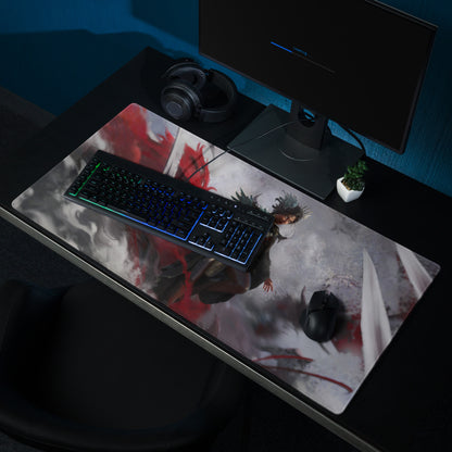 Gaming Mouse Pad Red Black Large For Gaming Setup Epic Fantasy Warrior Art CSGO Dota Inspired Non Slip Desk Mat