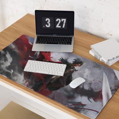 Gaming Mouse Pad Red Black Large For Gaming Setup Epic Fantasy Warrior Art CSGO Dota Inspired Non Slip Desk Mat