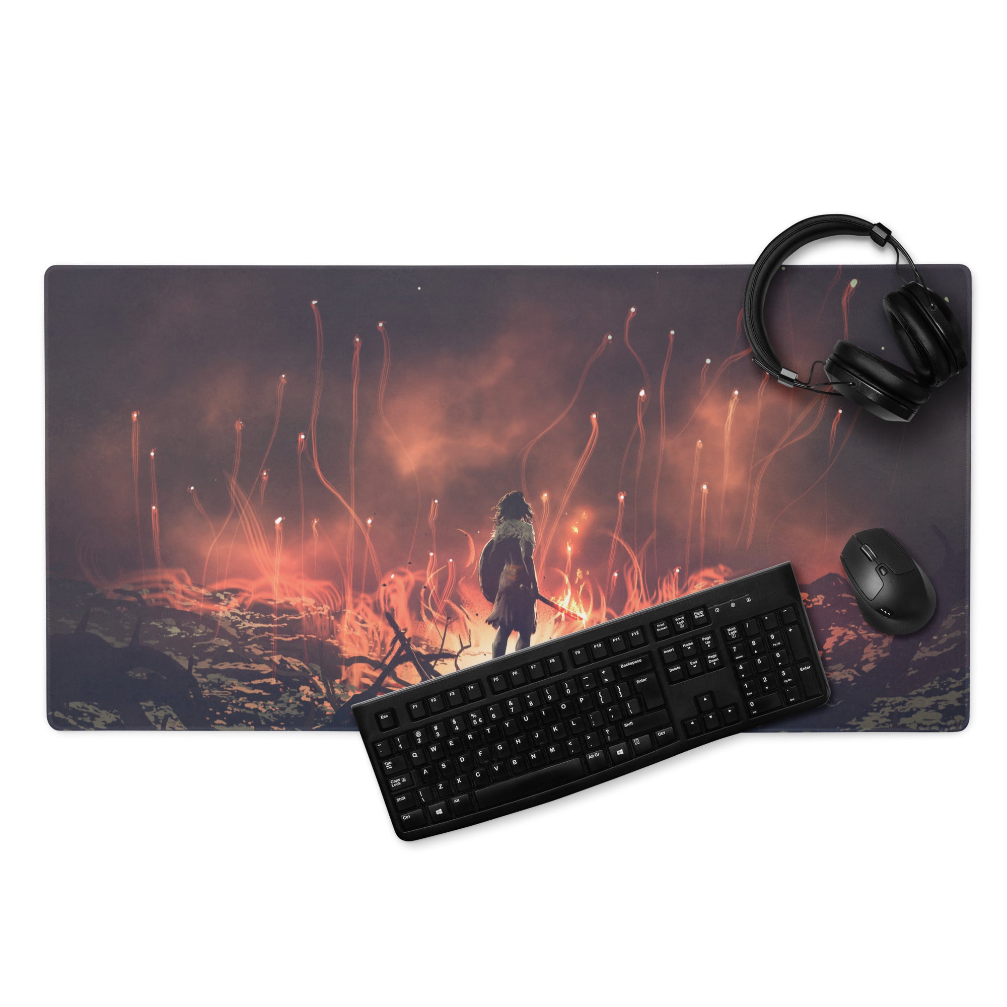Gaming Mouse Pad Black And Orange Ember Scene For Intense Gaming Setup Cinematic Digital Art