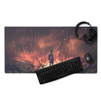 Gaming Mouse Pad Black And Orange Ember Scene For Intense Gaming Setup Cinematic Digital Art