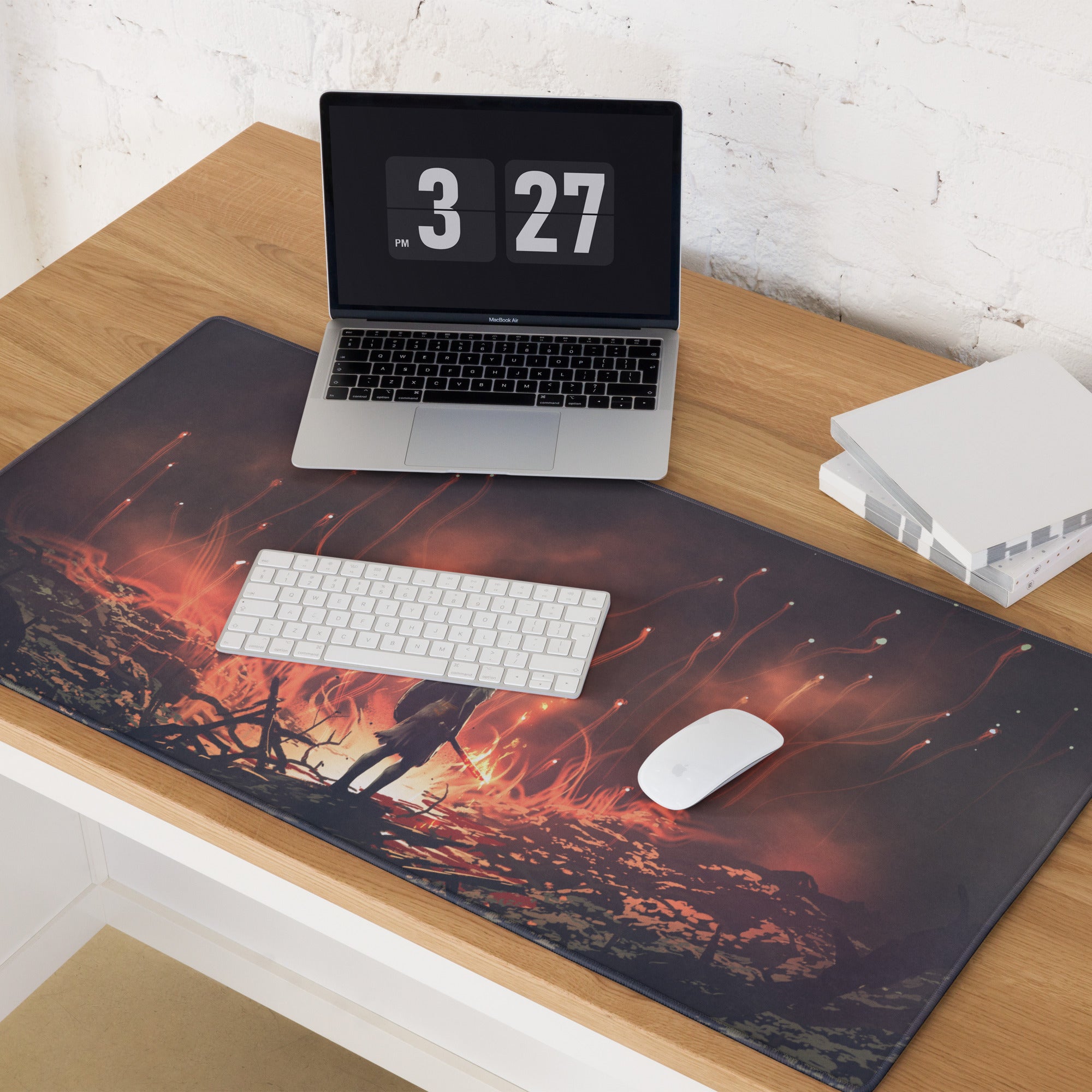 Gaming Mouse Pad Black And Orange Ember Scene For Intense Gaming Setup Cinematic Digital Art