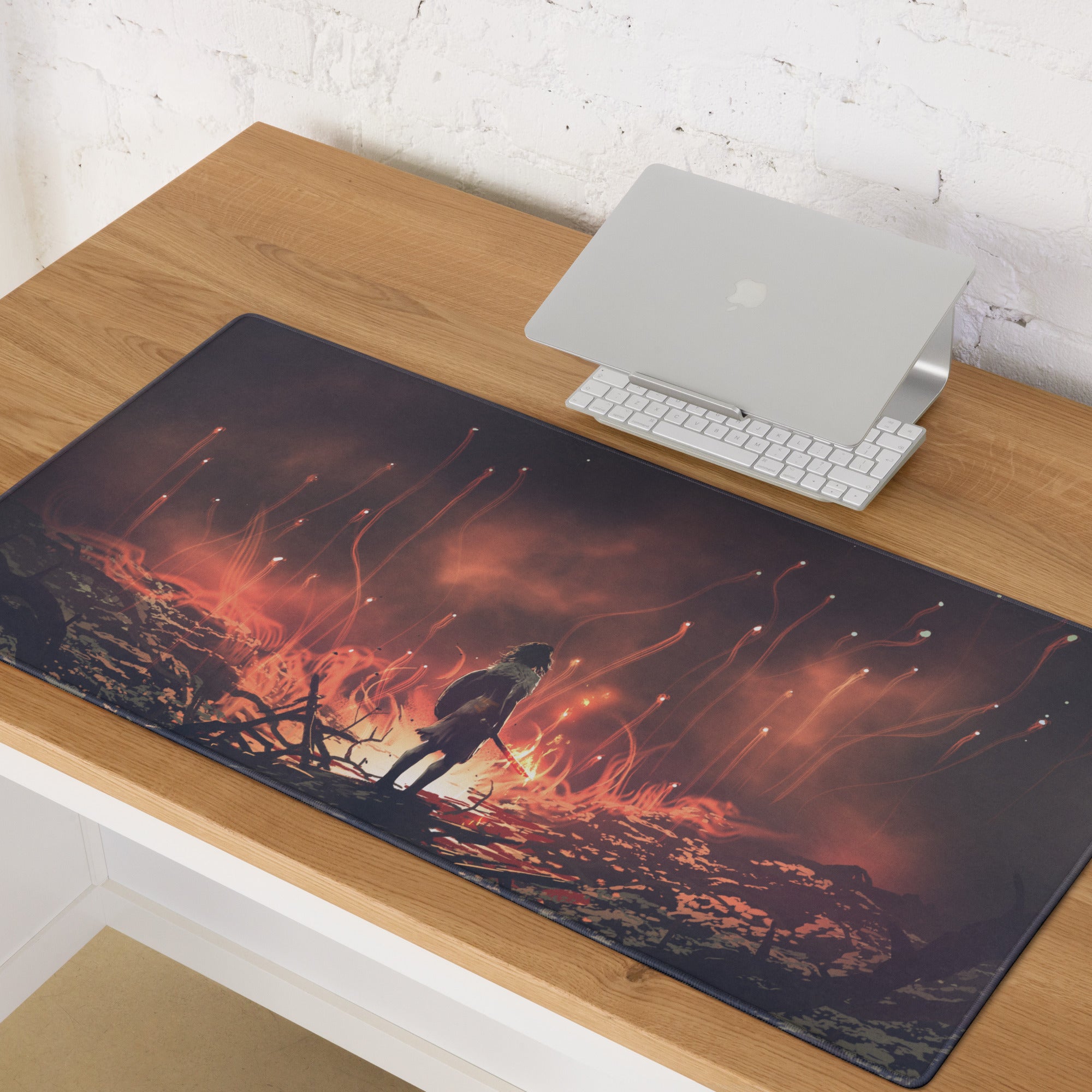 Gaming Mouse Pad Black And Orange Ember Scene For Intense Gaming Setup Cinematic Digital Art