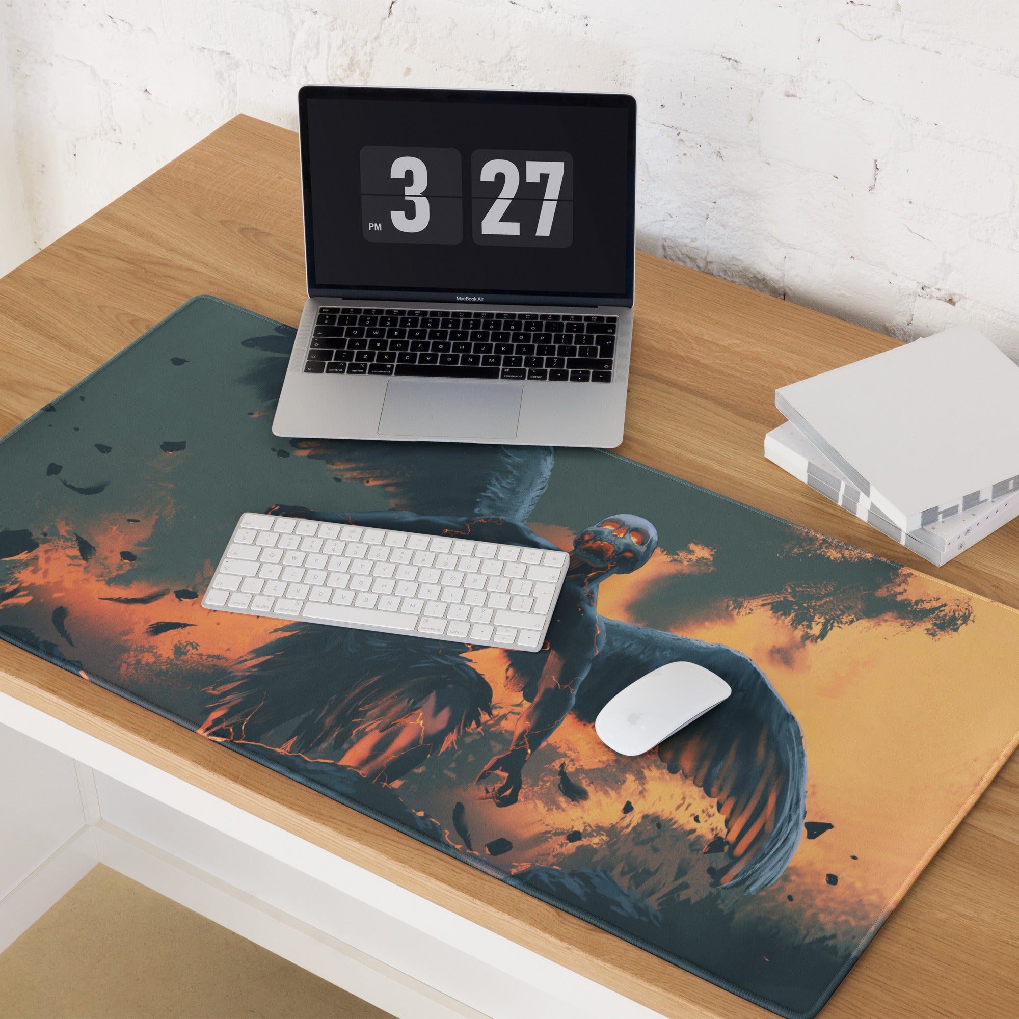 Gaming Mouse Pad Large Lava Orange Blue For Gaming Desk Modern SciFi Art Epic Esports Gear Digital Artwork