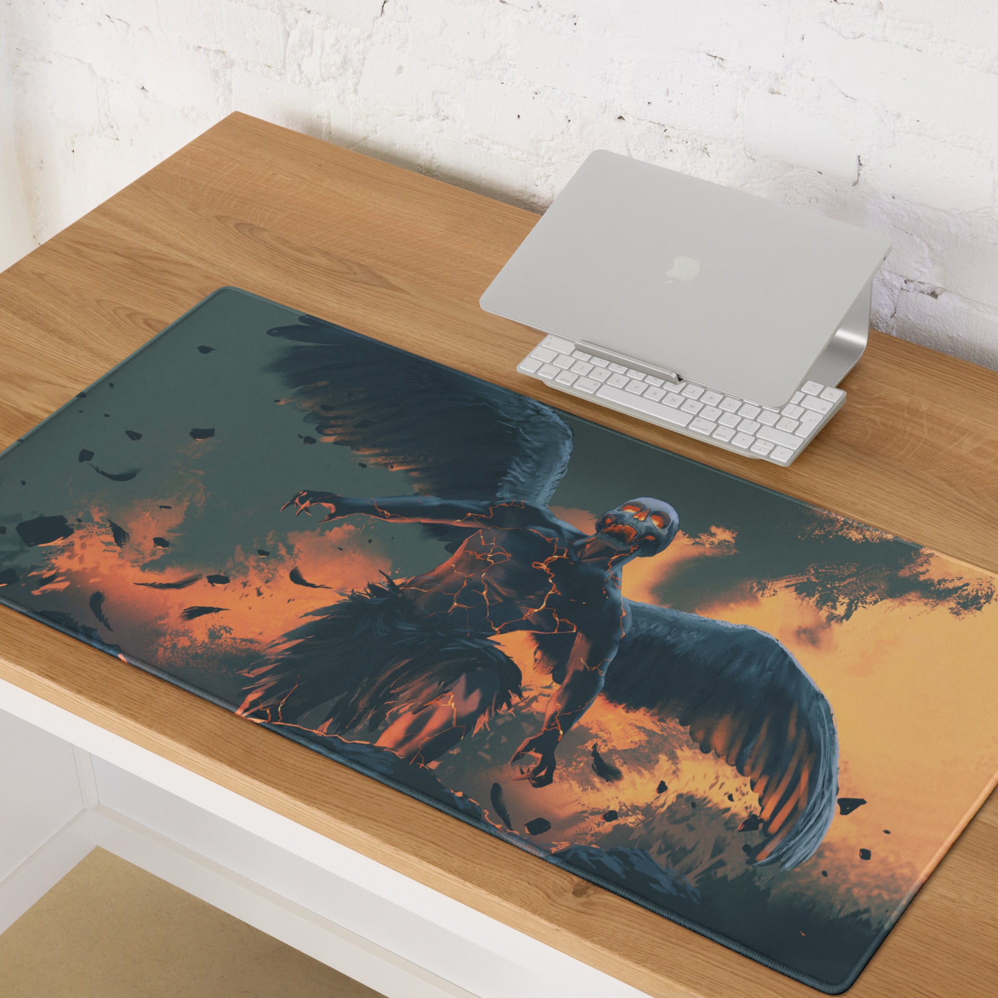 Gaming Mouse Pad Large Lava Orange Blue For Gaming Desk Modern SciFi Art Epic Esports Gear Digital Artwork