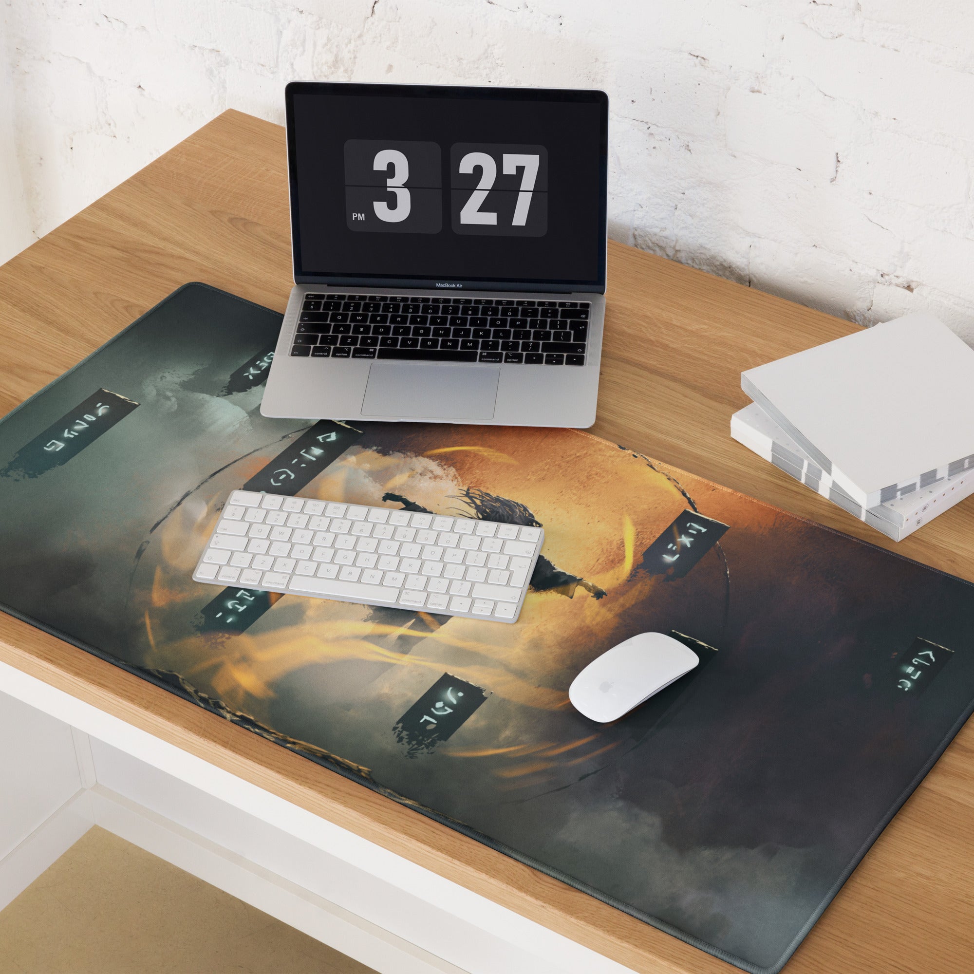 Gaming Mouse Pad Black Orange For Gaming Desk Cyberpunk Scene Digital Art With Non Slip Backing