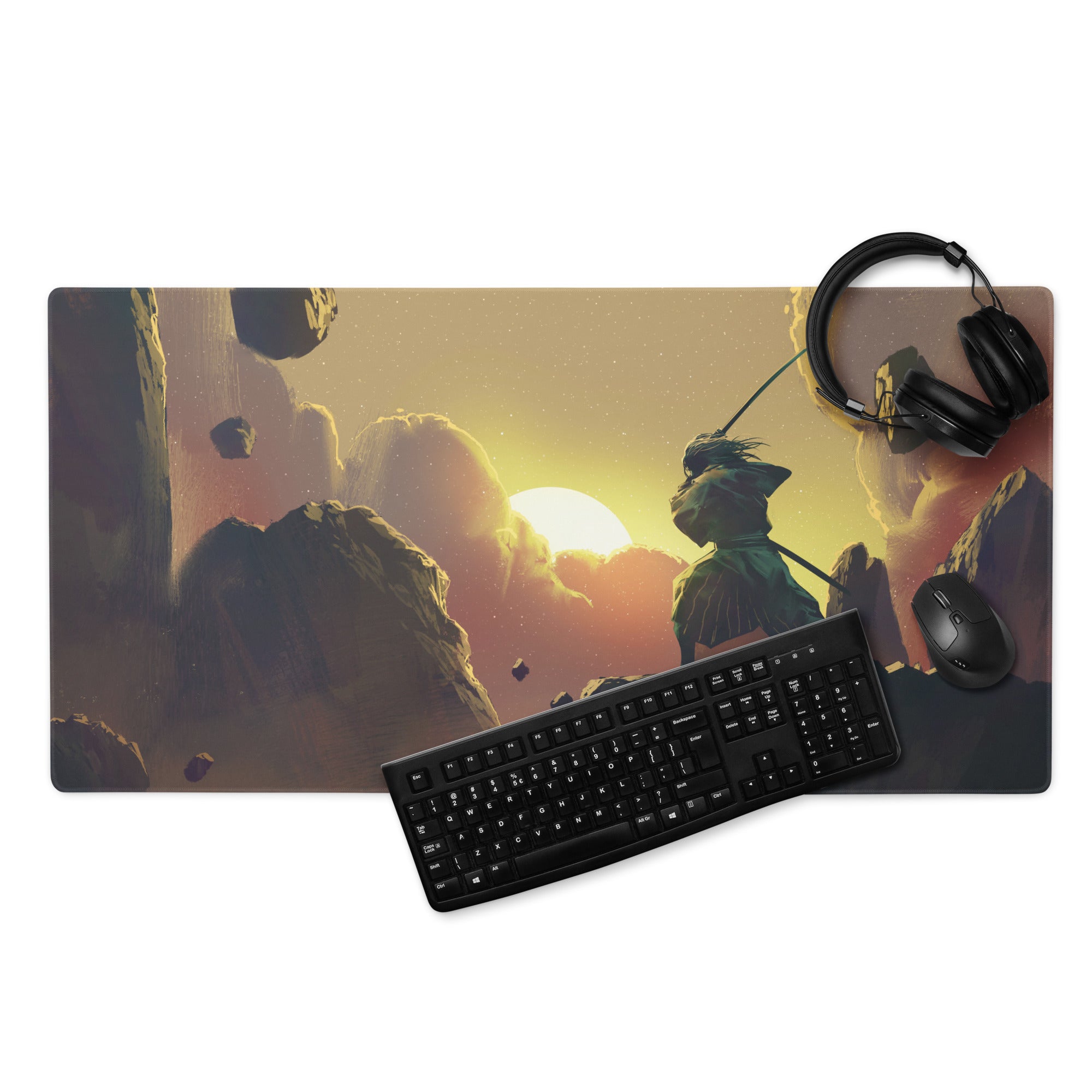 Gamer Mouse Pad Sunset Orange And Purple Gradient For Gaming Desk Digital Painting Style Large
