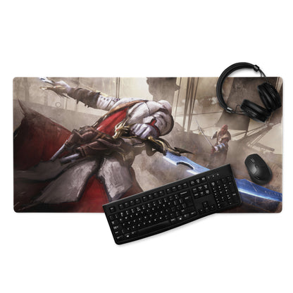 Gaming Mouse Pad Large Sepia Battle Scene for Desktop Setup, Cinematic Warrior Art, Non Slip Surface, Digital Art