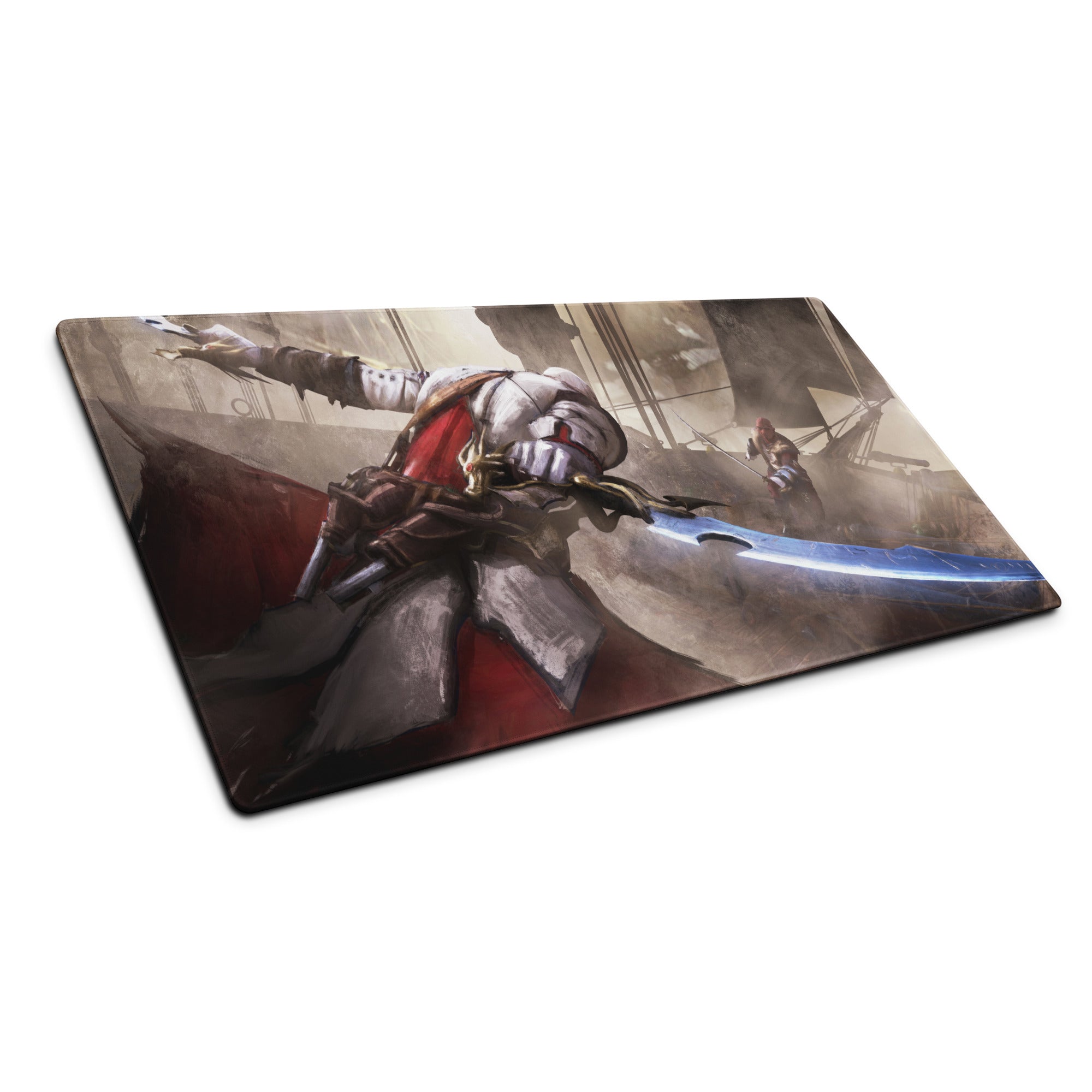 Gaming Mouse Pad Large Sepia Battle Scene for Desktop Setup, Cinematic Warrior Art, Non Slip Surface, Digital Art